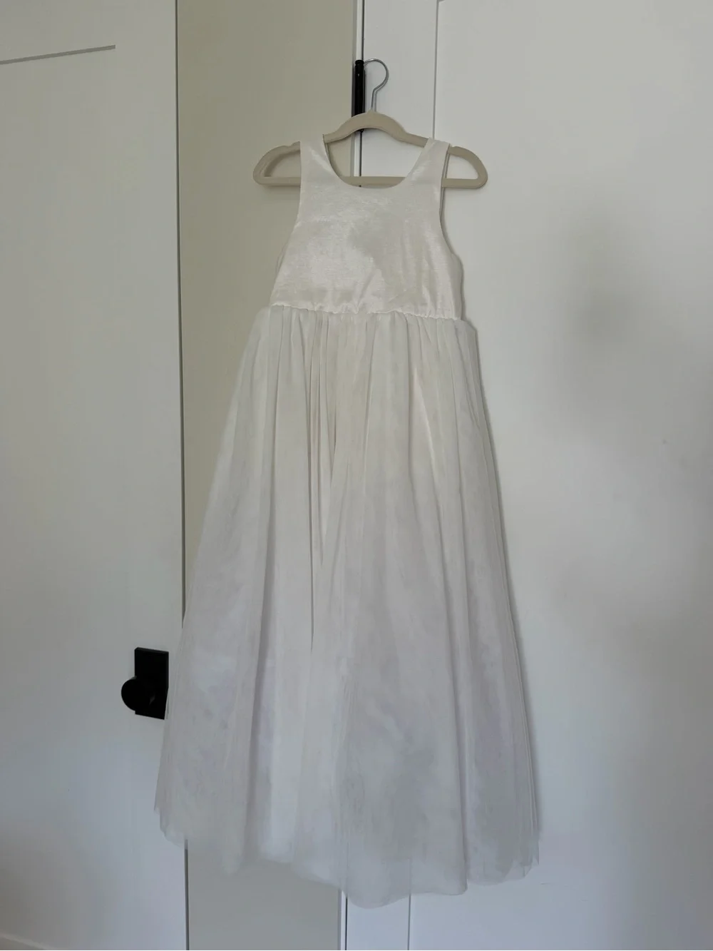 Show Me Your MuMu Girls' White Satin & Tulle Flower Girl Dress